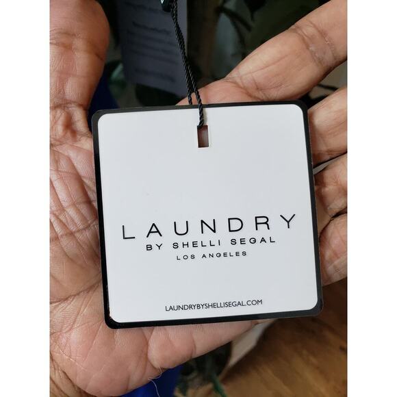 Laundry by Shelli Segal Midi Dress Womens Size 6 Blue Asymmetric Neck Sleeveless - Picture 7 of 14